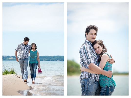 Engagement session on the beach in Elk Rapids Michigan near Traverse City