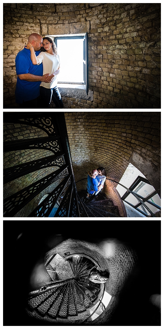 Inside the South Channel Lights engagement session lighthouse