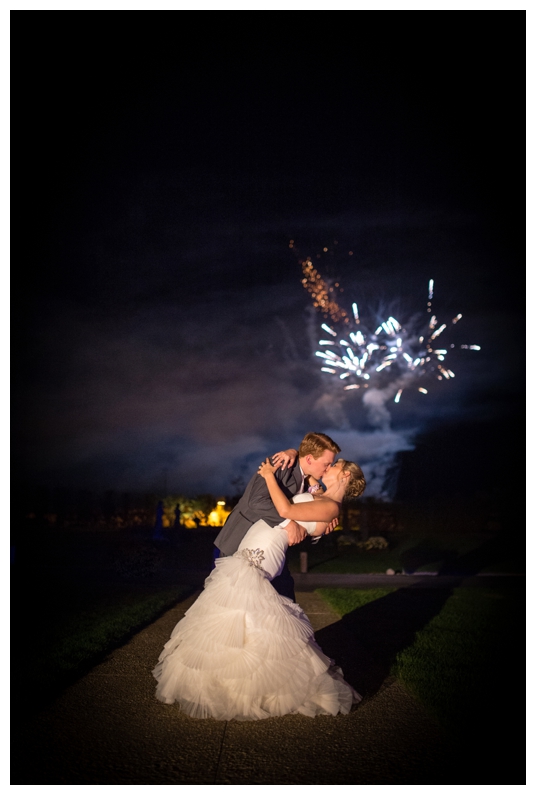 wedding fireworks kiss Castle Farms Charlevoix