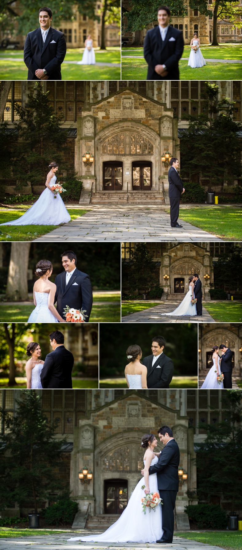 Ann Arbor University of Michigan Law Quad First Look Wedding