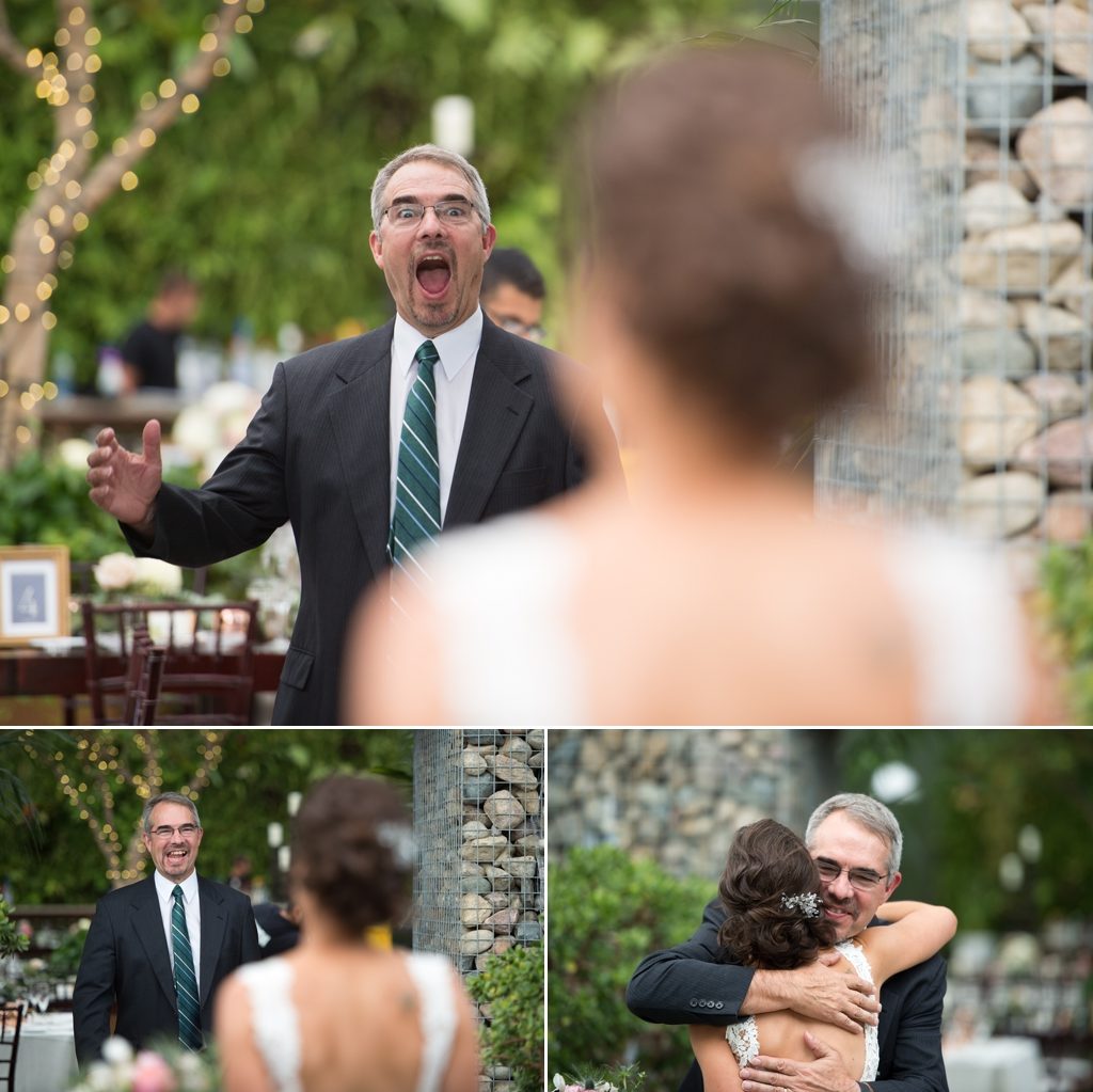 First Look of the father of the bride at a Planterra Conservatory Wedding