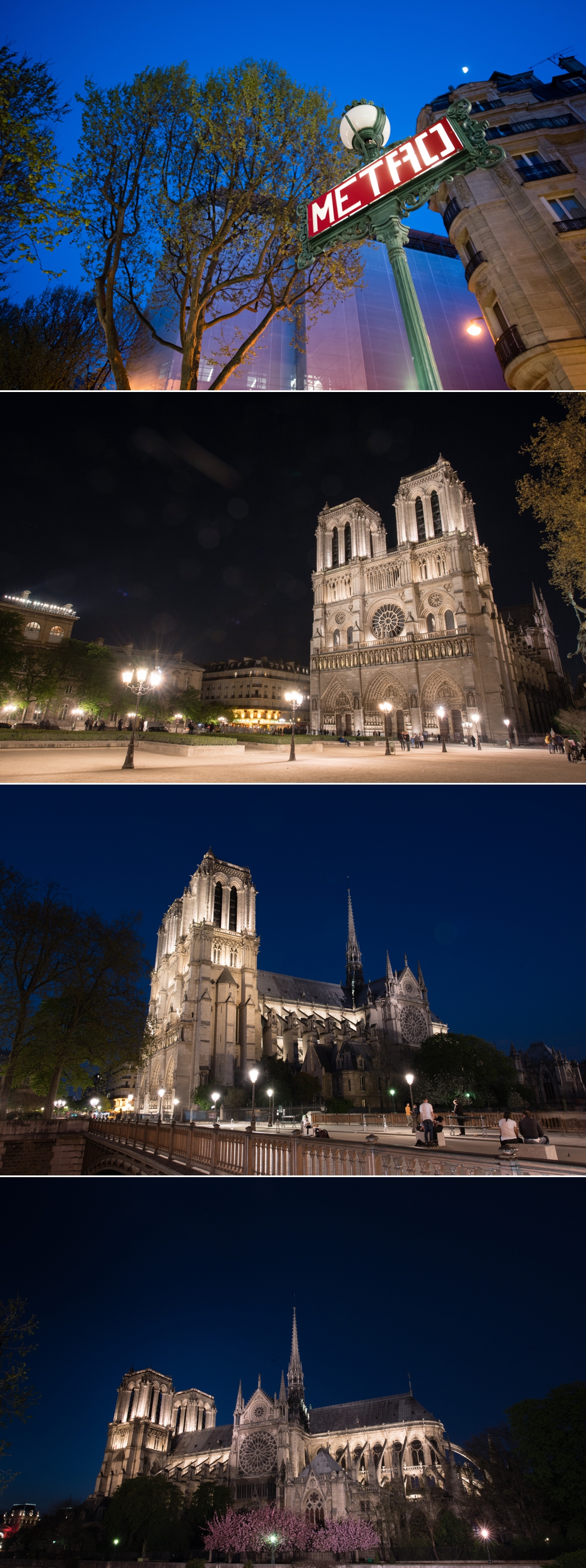 Notre Dame at night in Paris