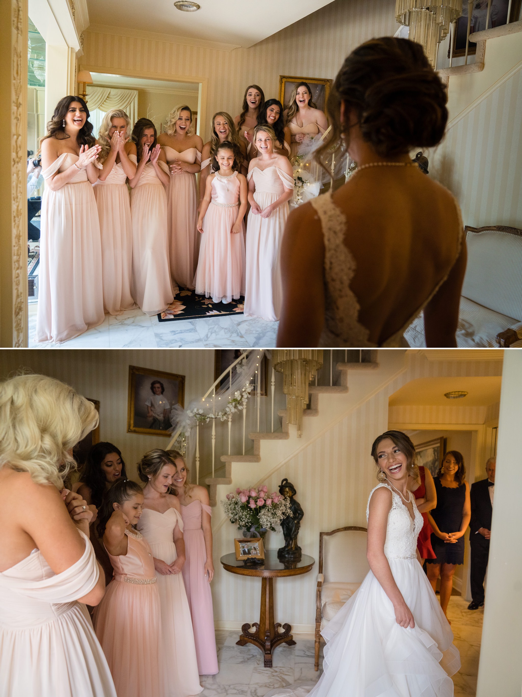 first look with the bridesmaids