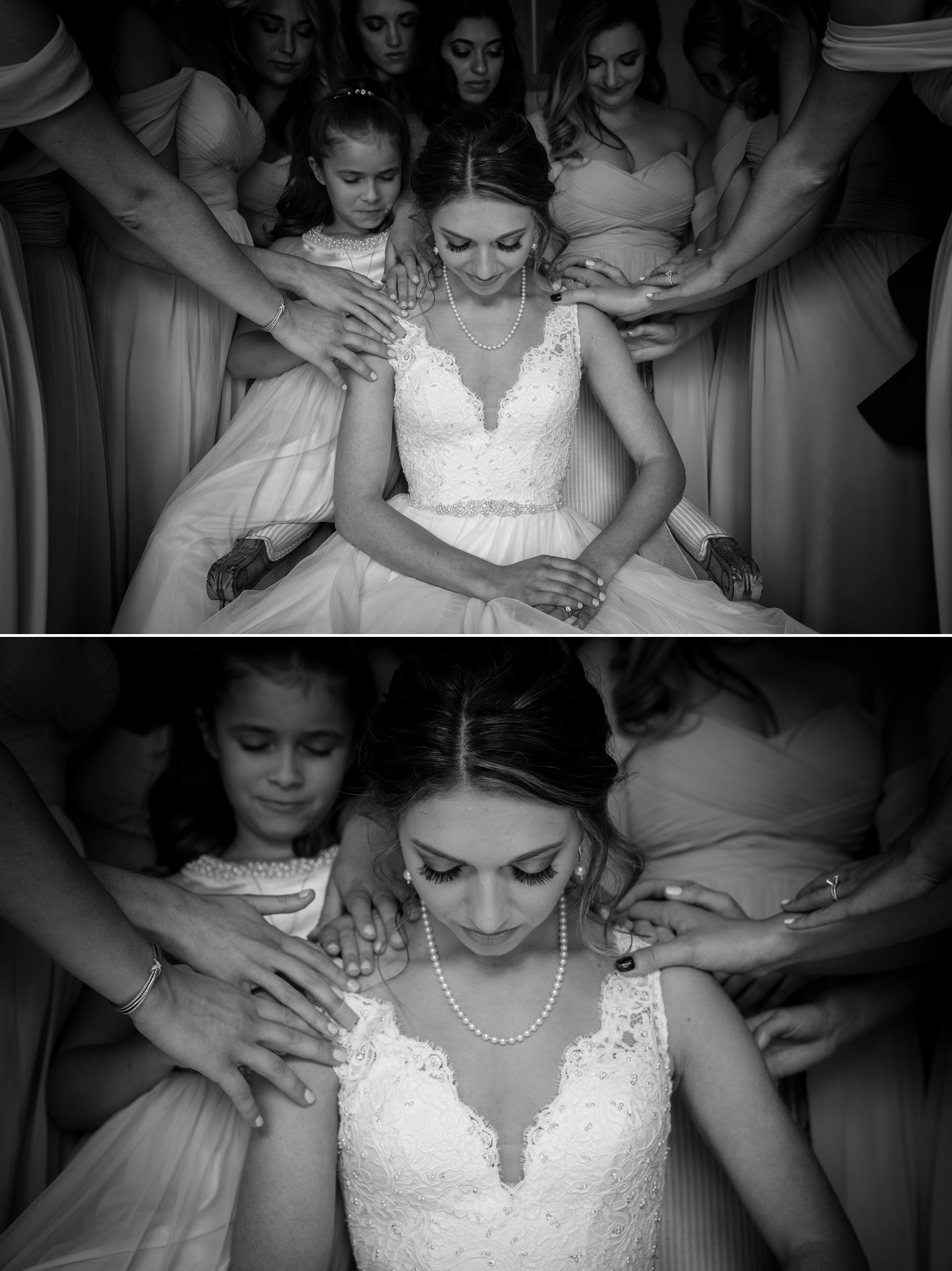 praying over the bride on her wedding day