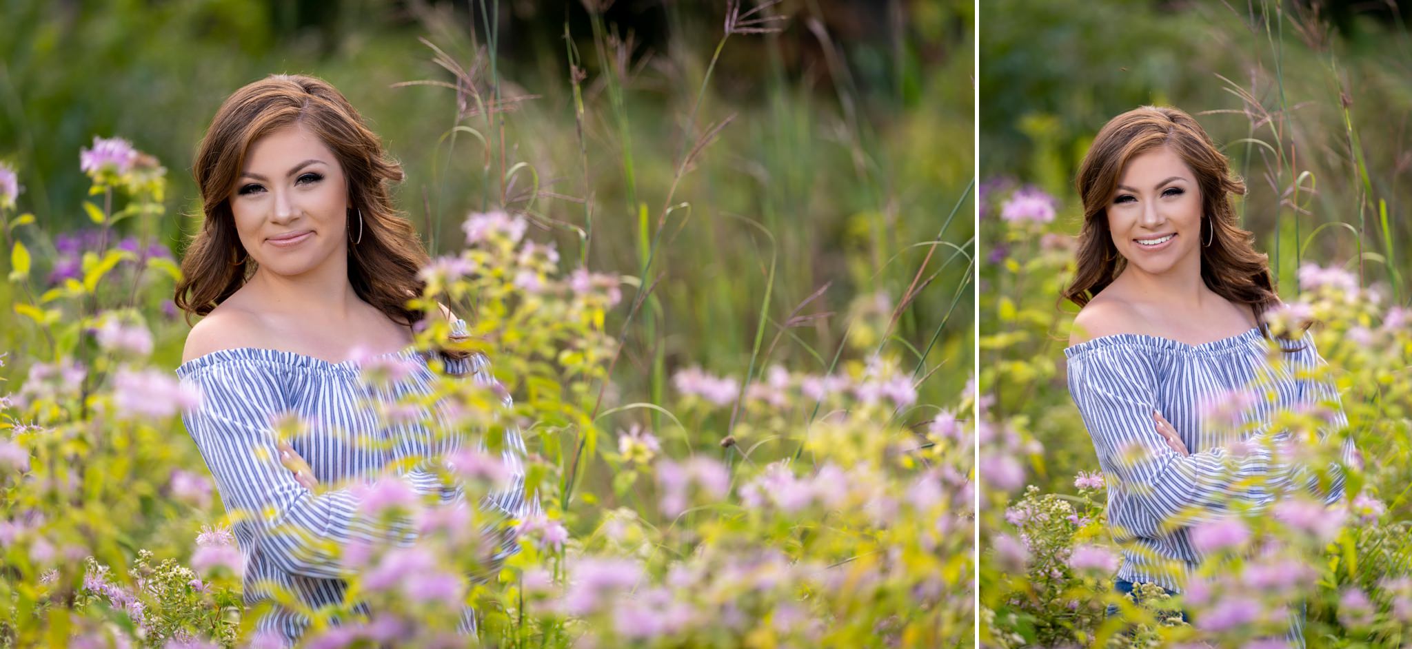 senior photos in a wild flowers