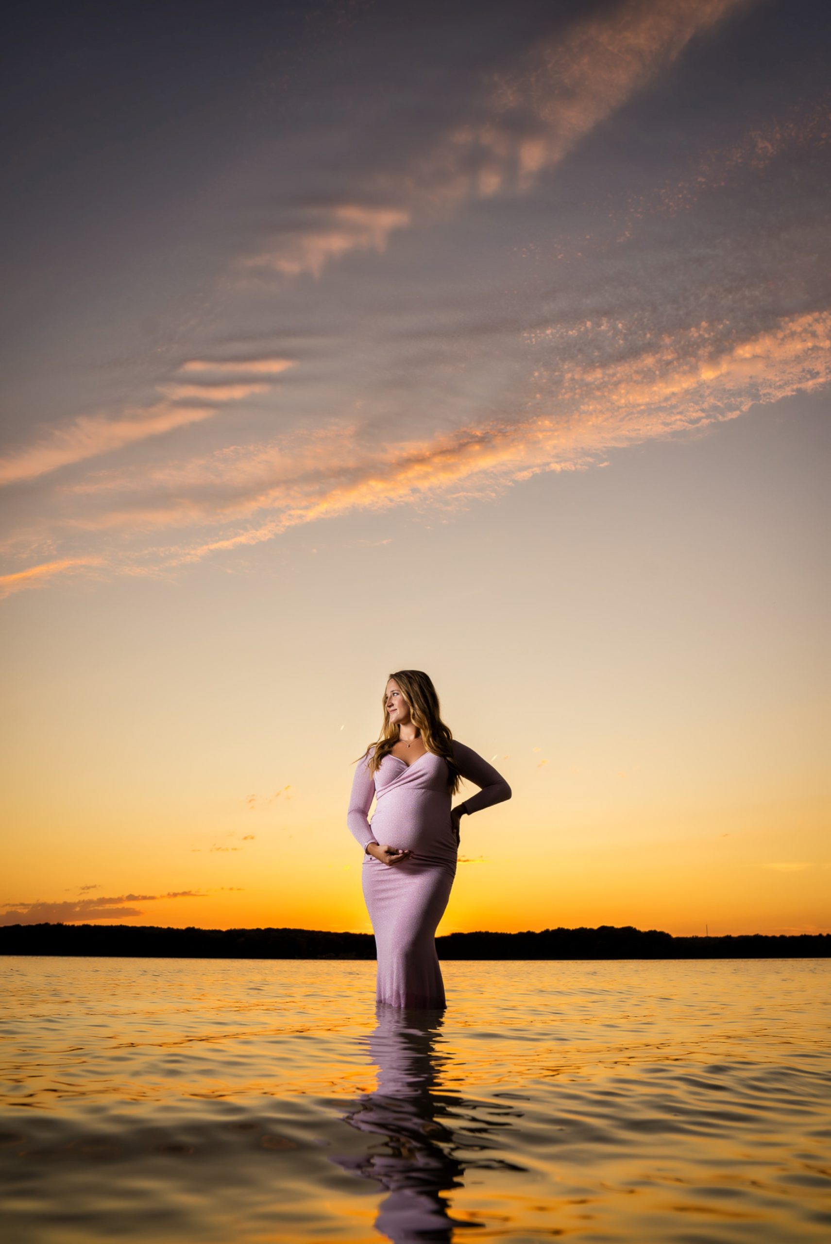sunset outdoor maternity session