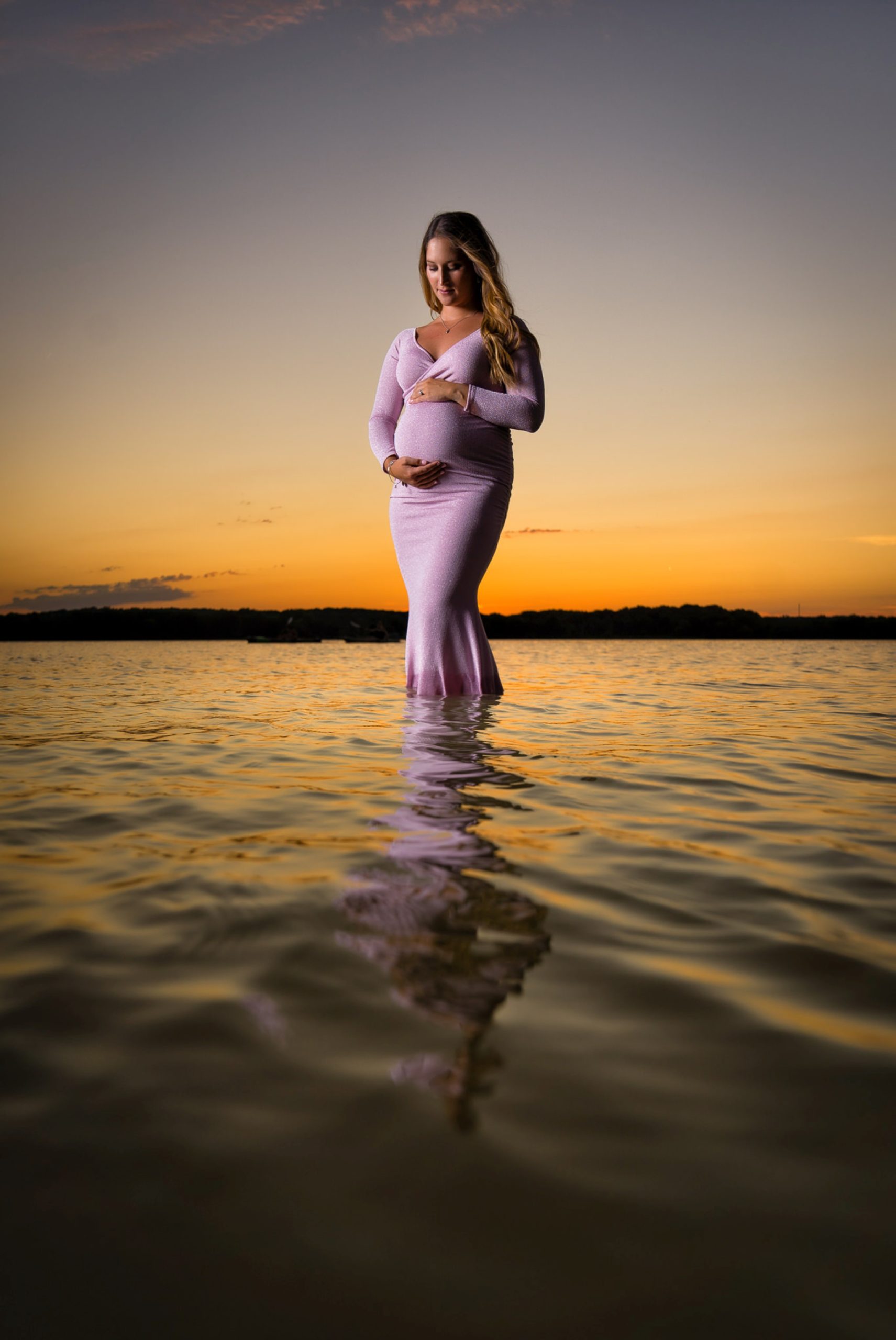 sunset outdoor maternity session