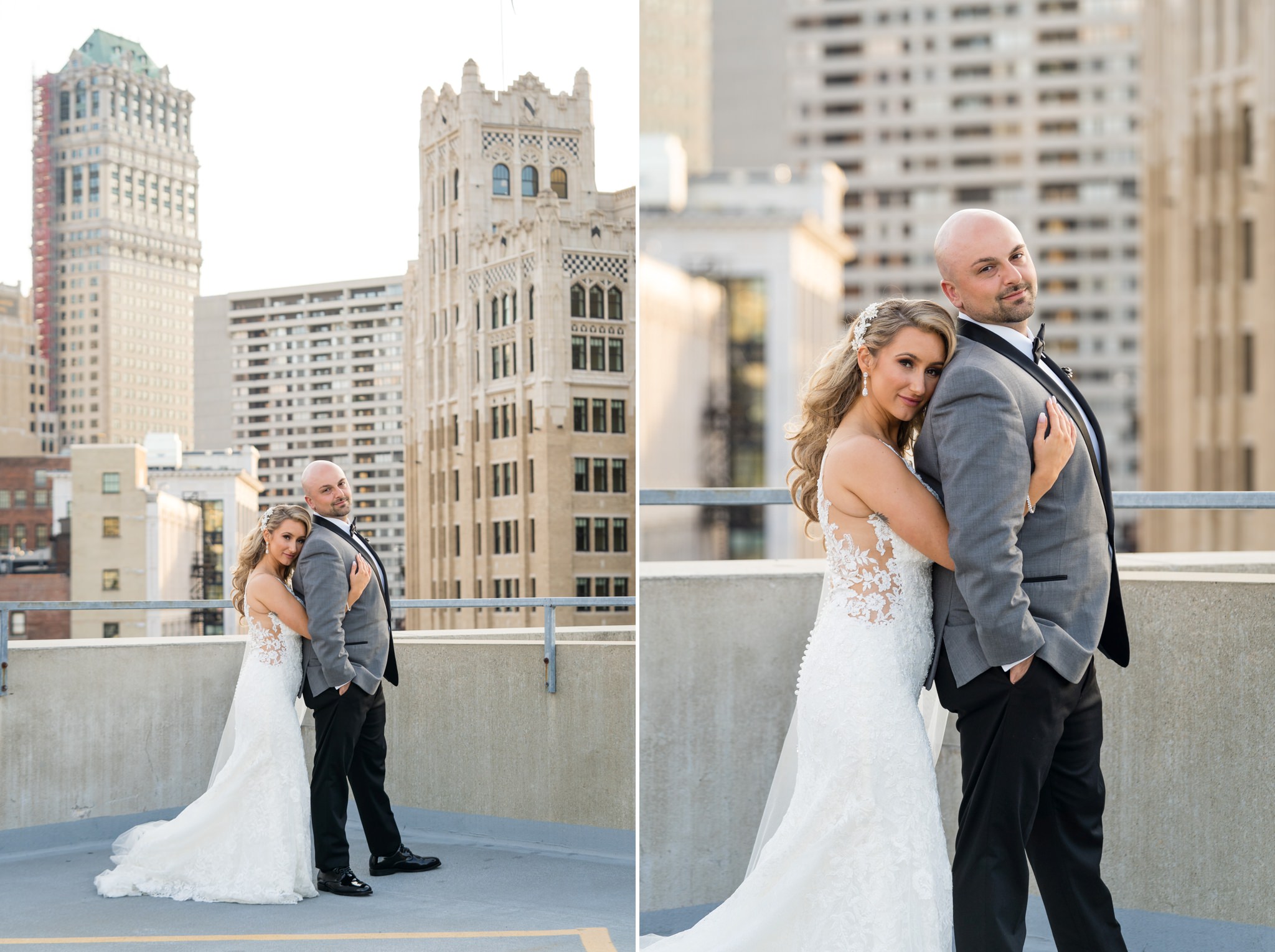 Detroit skyline wedding photos