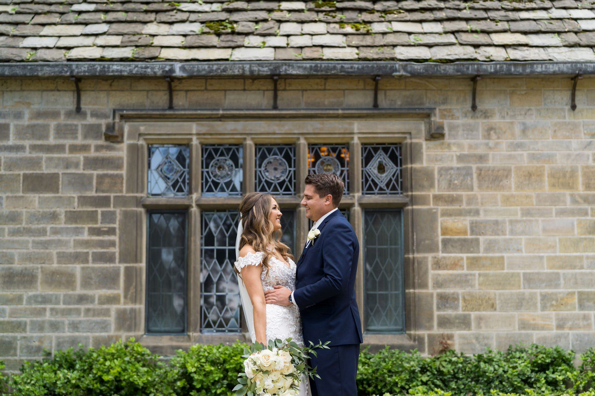 bride and groom look at each other at the Edsel Ford House