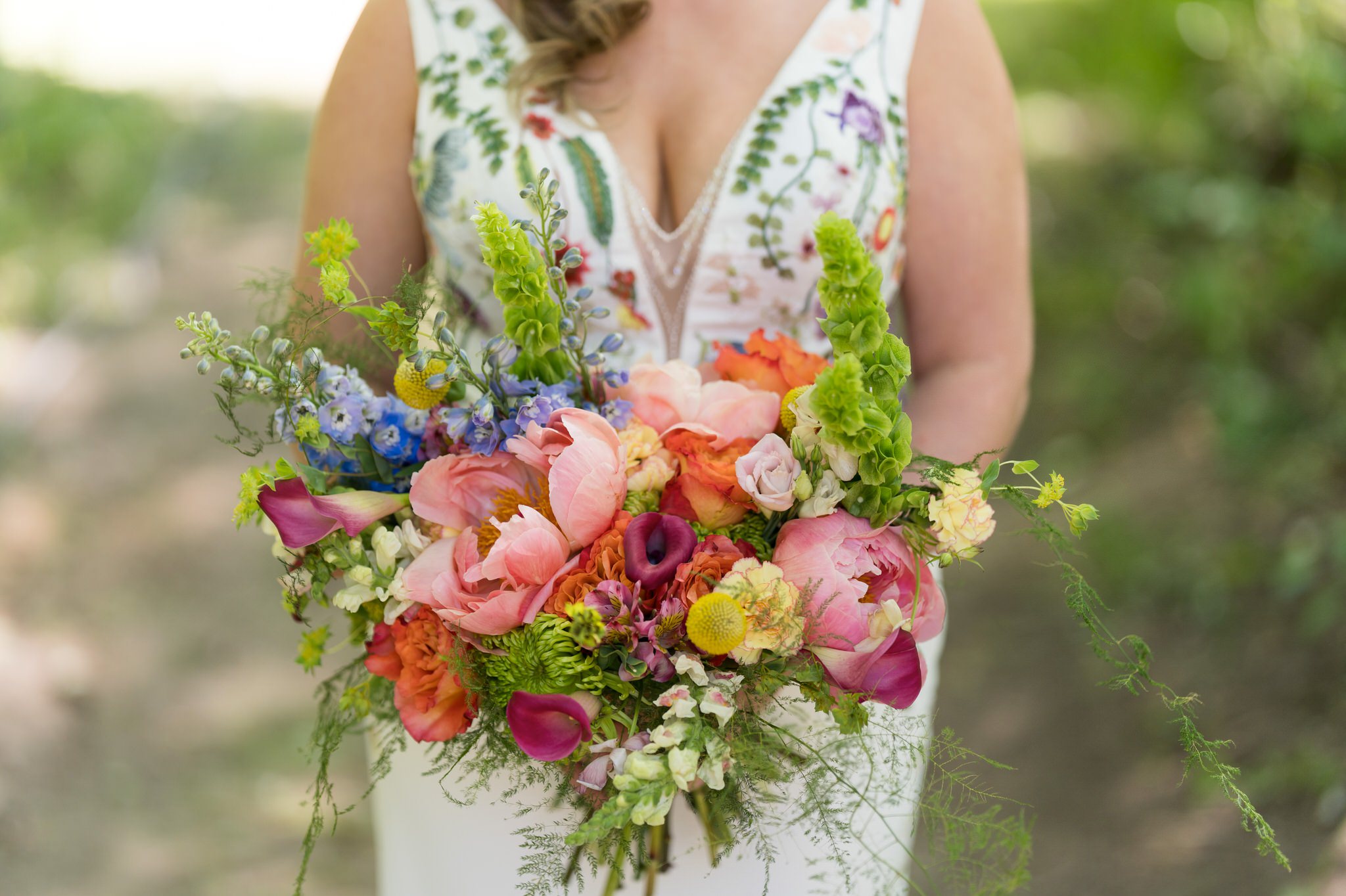 closeup of a wedding bouquet