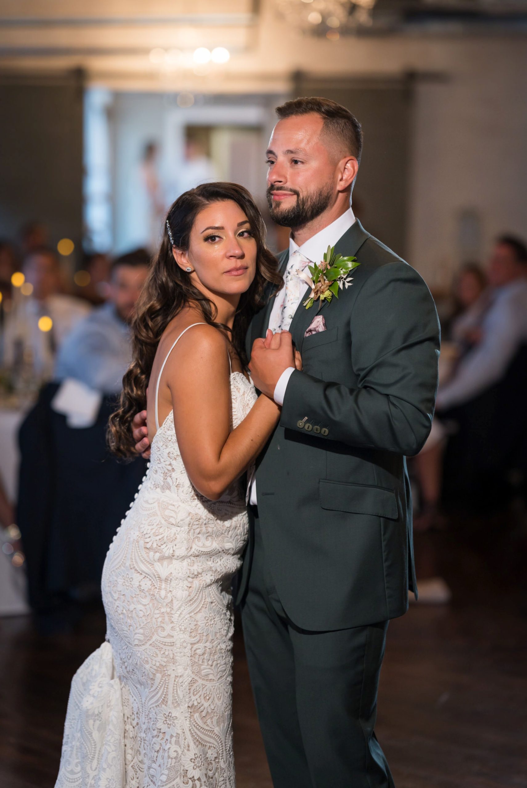 bride and groom share a first dance at their Holly Vault wedding reception