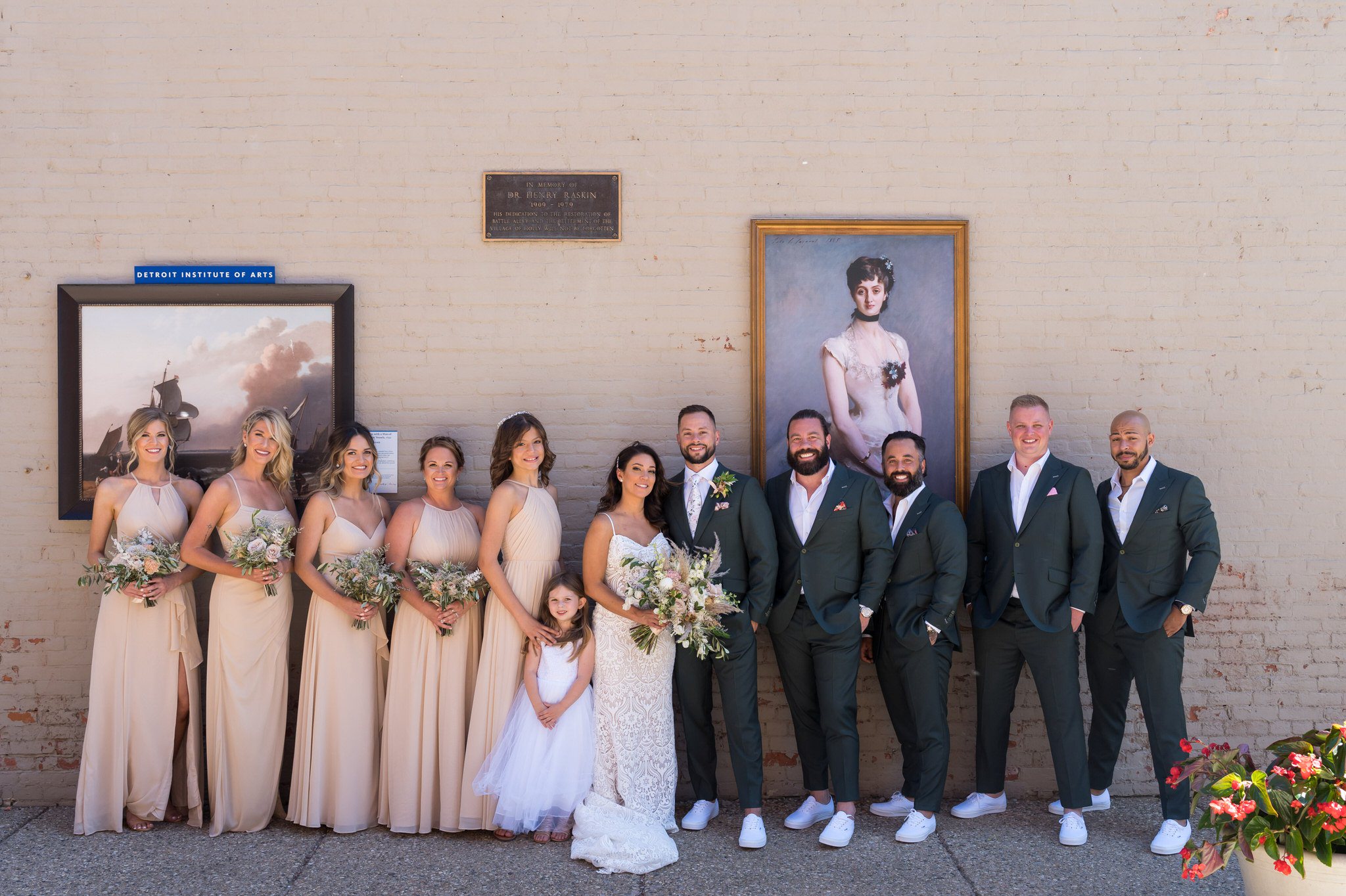 bridal party in downtown Holly, MI