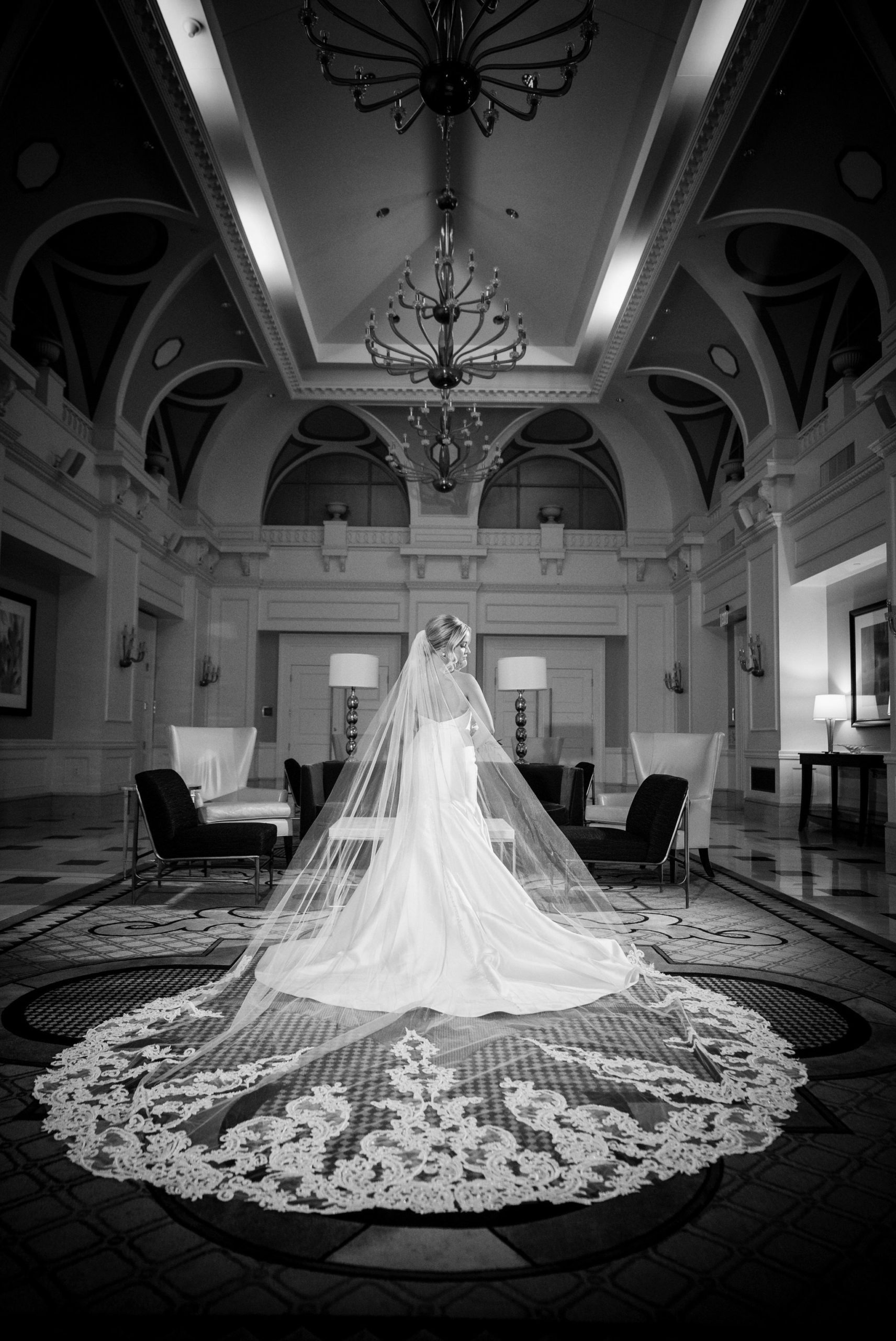 A cathedral bridal veil photo by Brian Weitzel Photography.
