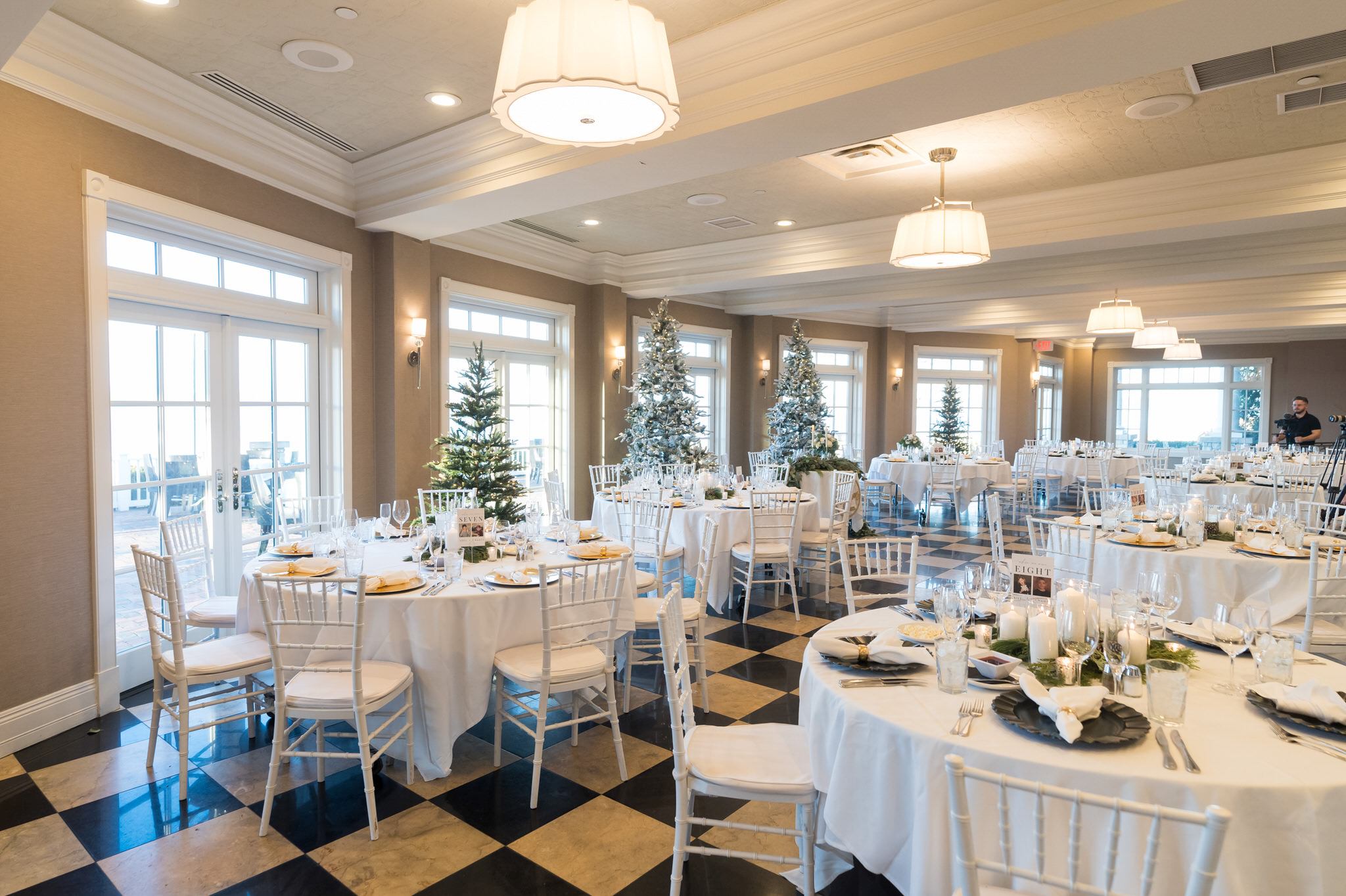 The Sagamore Room is set up for a wedding at the Inn at Bay Harbor. 