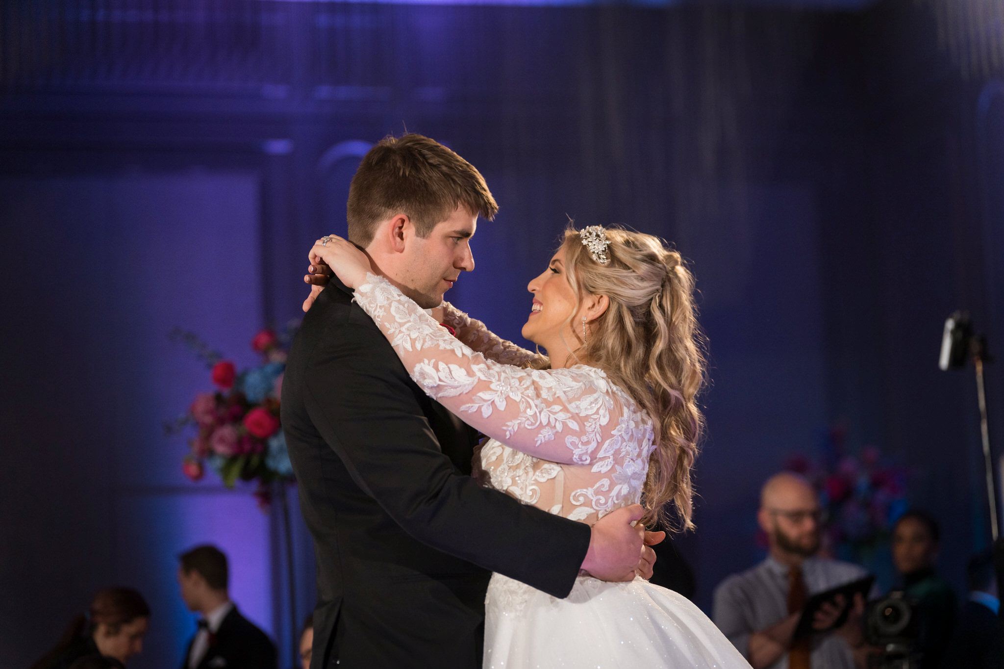 A bride and groom share a first dance at their Daxton Hotel wedding.  