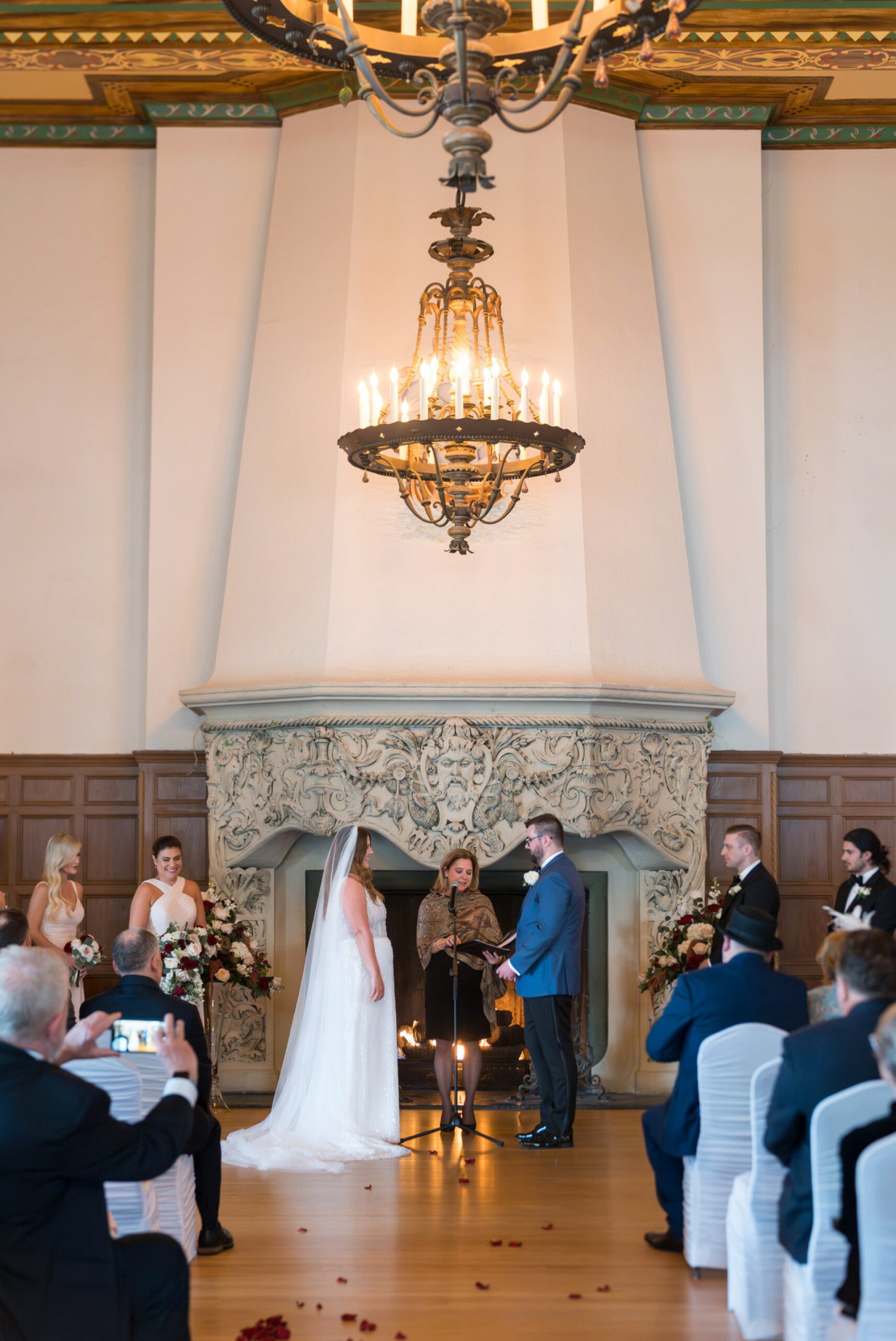 A ceremony space at a Detroit Yacht Club wedding