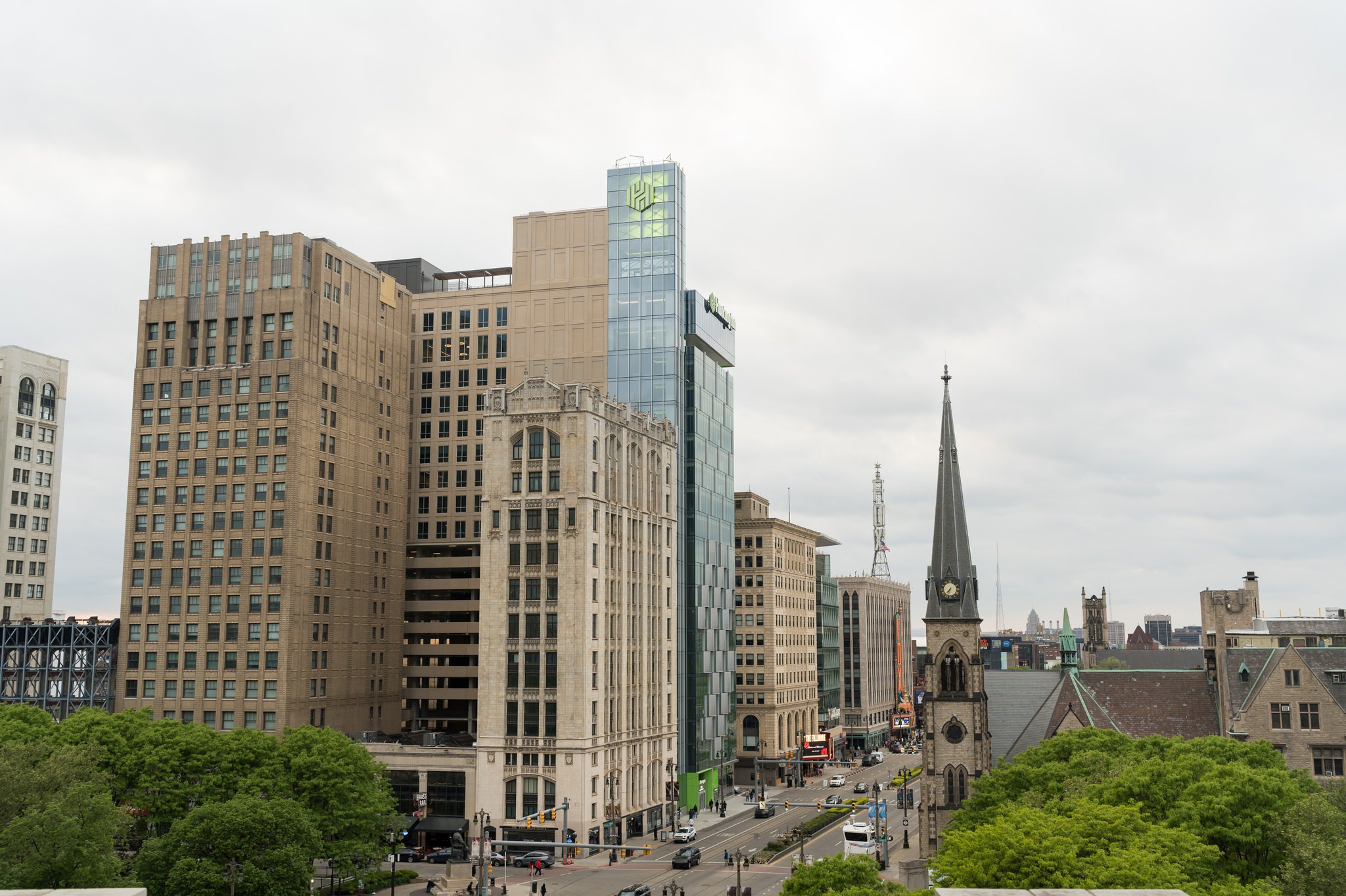A view of Woodward Ave from the Madison Building in Detroit. 