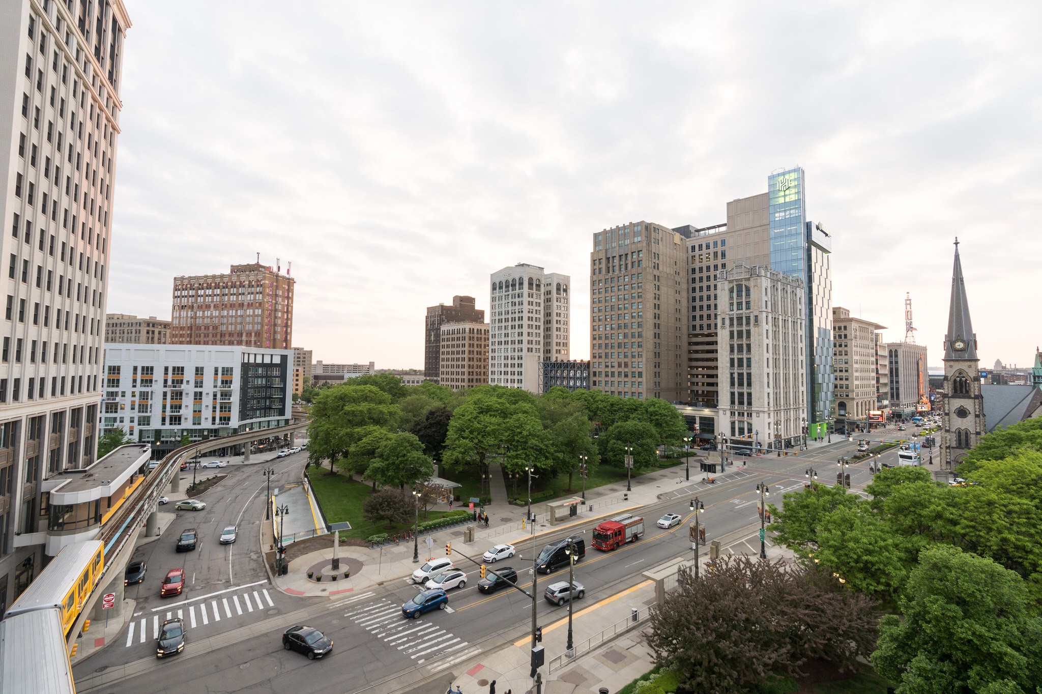 A view of Woodward Ave from the Madison Building in Detroit. 
