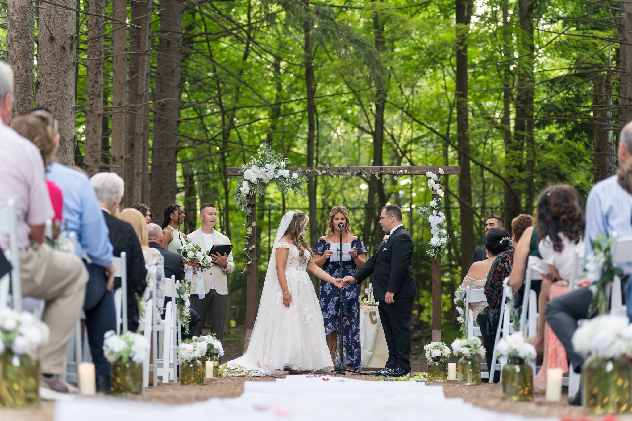 A Stony Creek wedding ceremony in the Pines.   