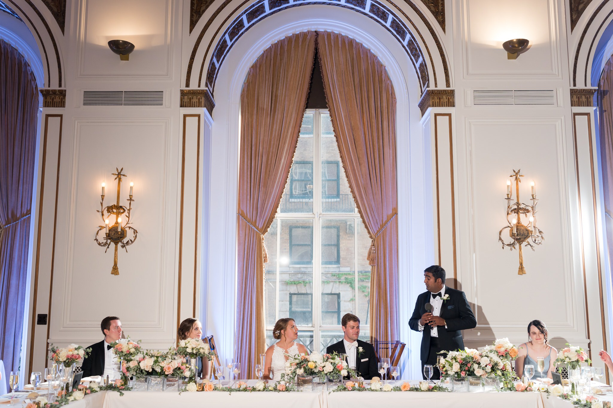 The best man offers a wedding toast at the Forbes Hospitality Colony Club. 