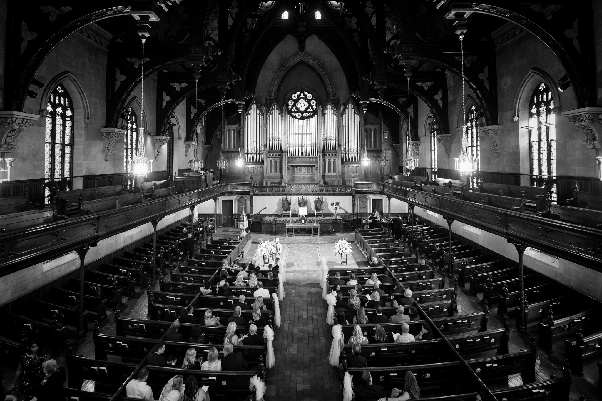 A empty Fort Street Presbyterian Church Detroit wedding.