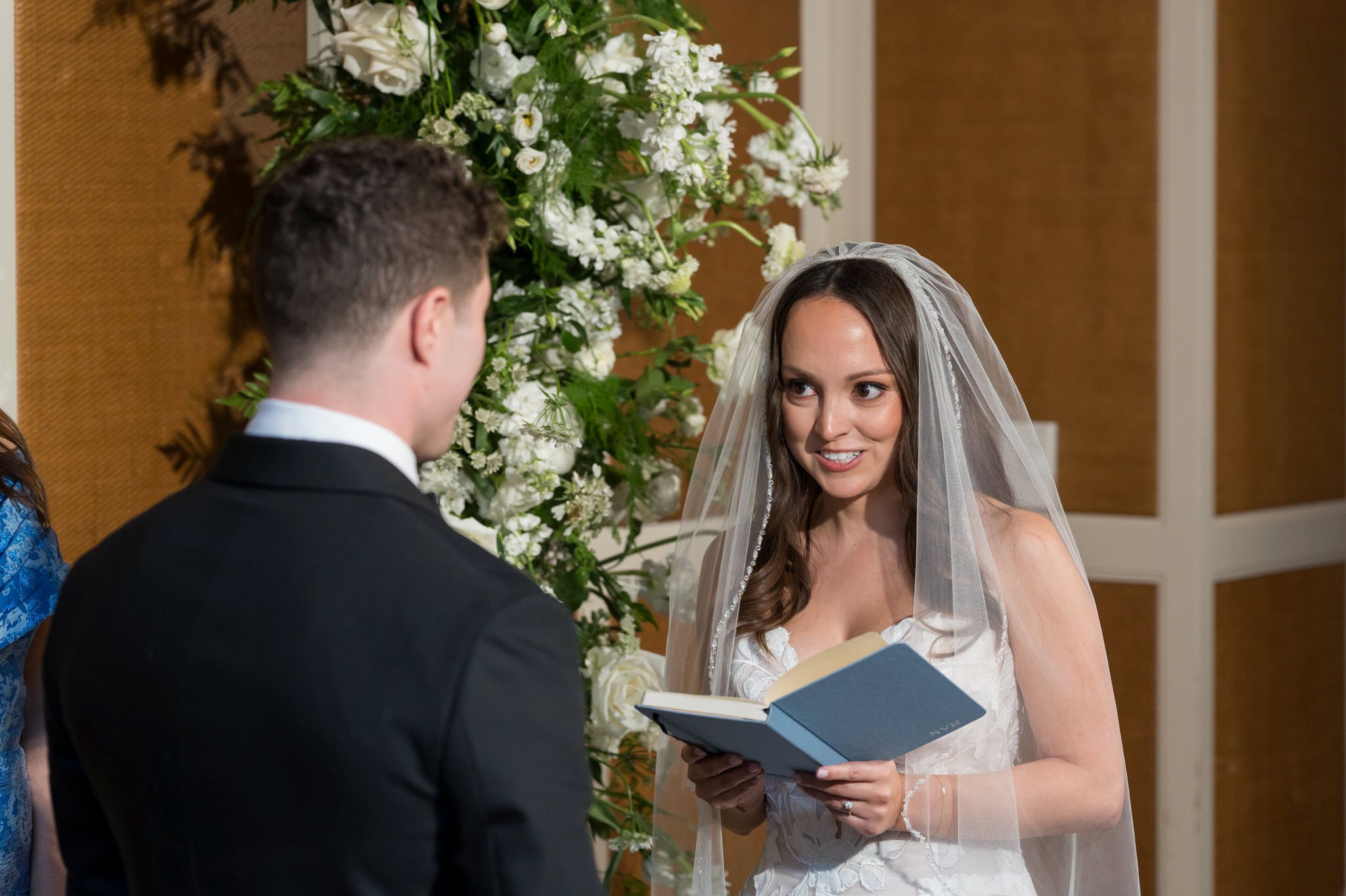 A bride reads her vows at a San Morello wedding.  