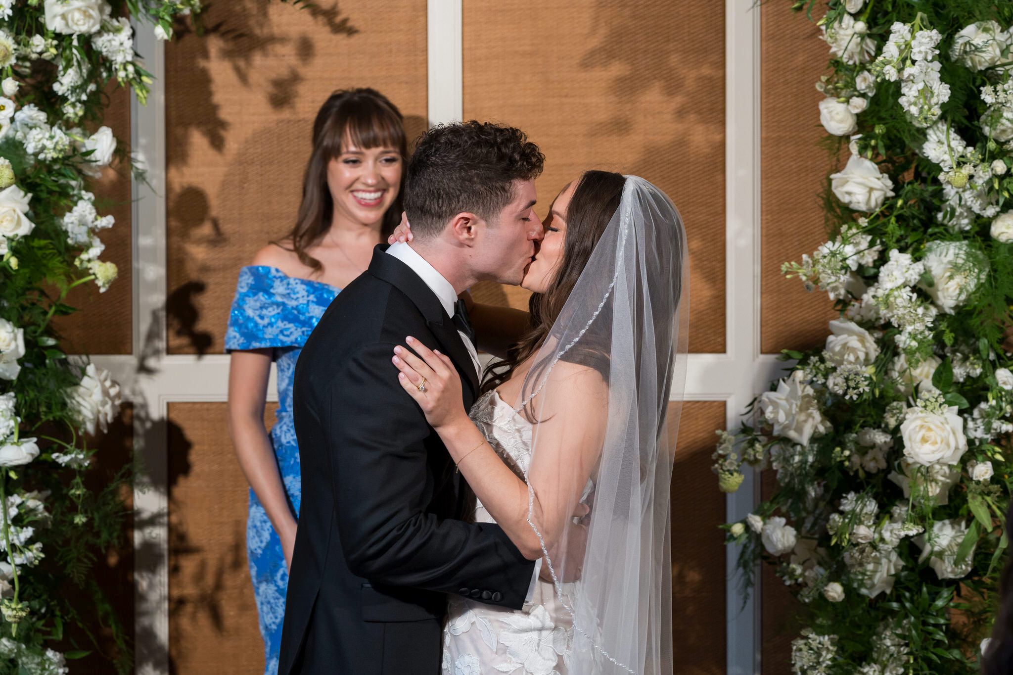 A bride and groom kiss after being married during their San Morello wedding.  