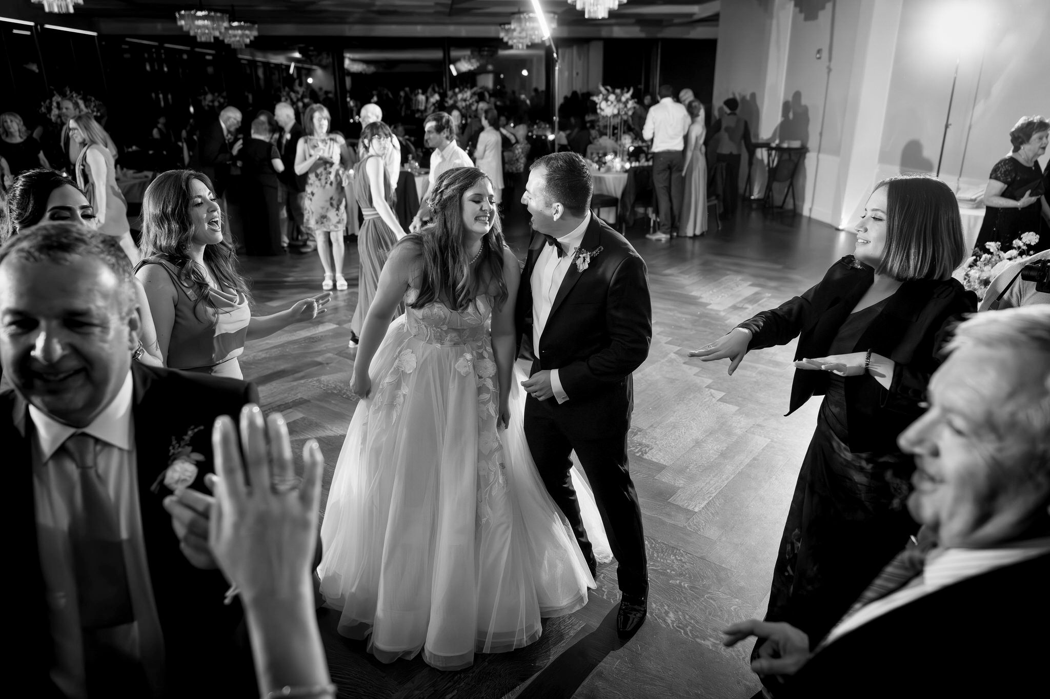 Guests dance at a wedding at the War Memorial in Grosse Pointe Farms. 
