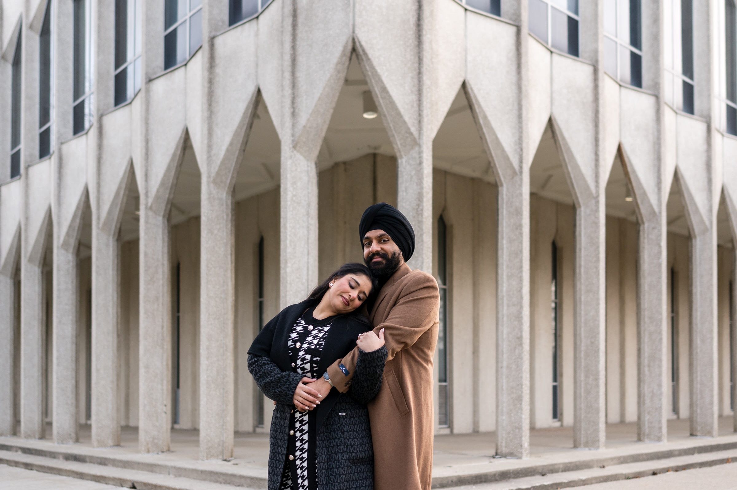 A Sikh engagement session on Wayne State's campus.