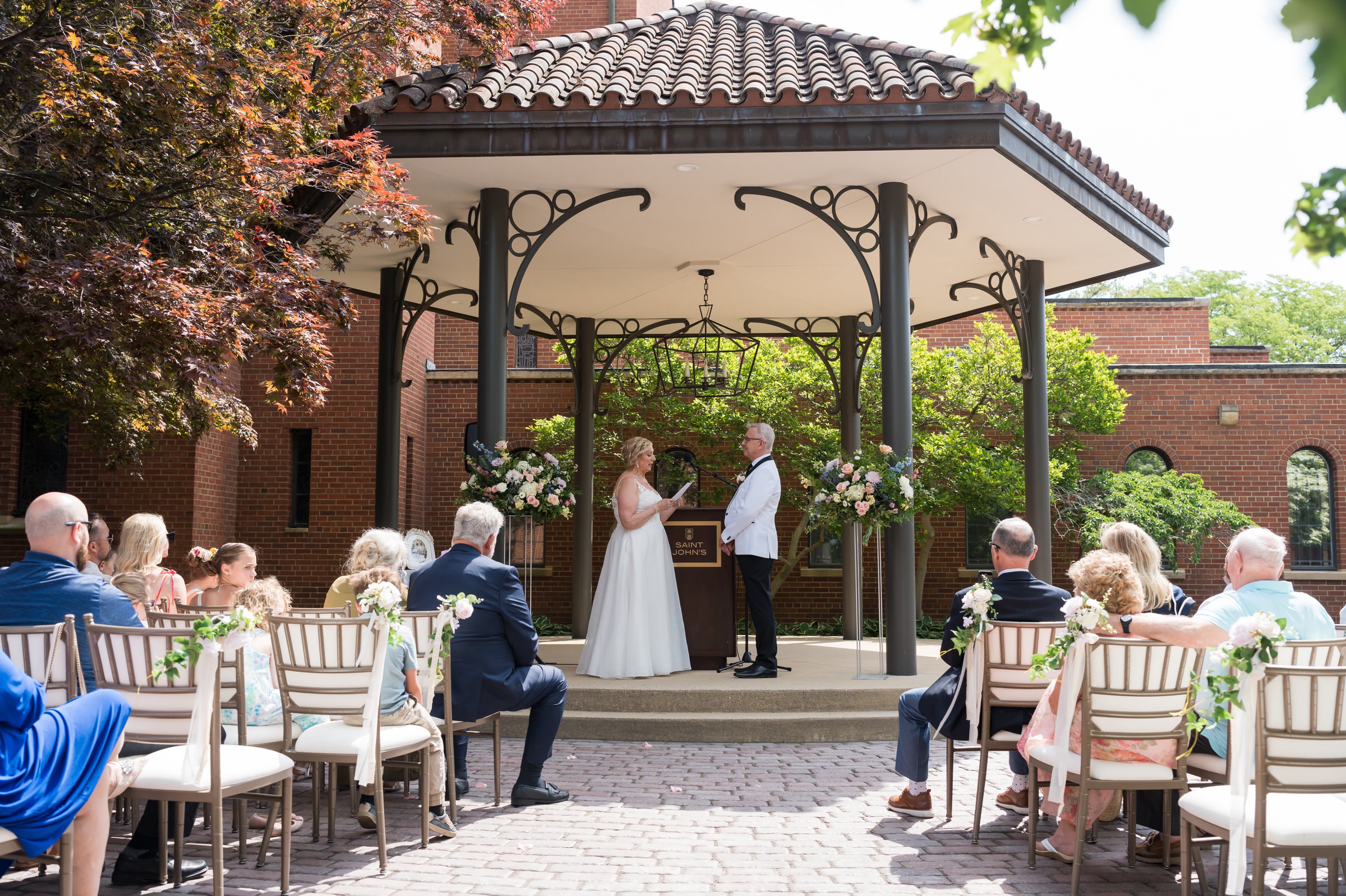 A couple gets married under the gazebo during a private wedding at St. John's Resort.