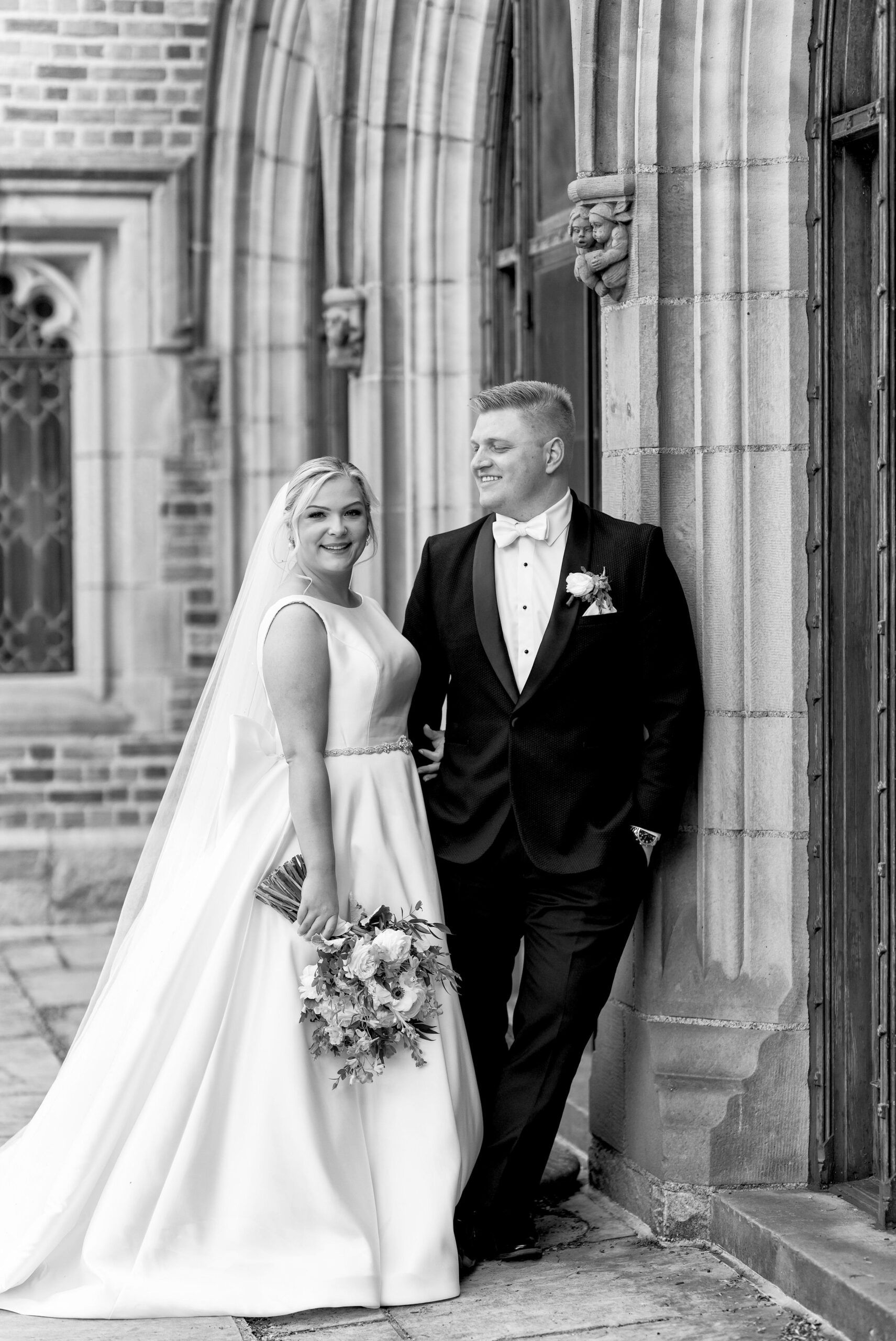 Bride and groom portrait during wedding at meadow brook hall 